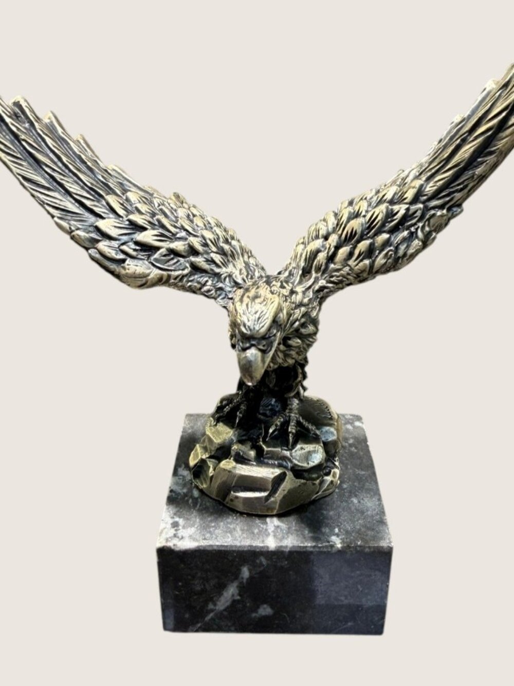 Vintage A Lucchesi Signed Italian Eagle Sculpture Marble Base 6.75"